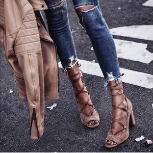 Vince Camuto Suede lace up block heel